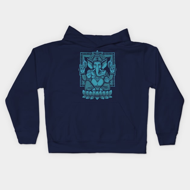 Blue Ganesh Halftone Kids Hoodie by GAz